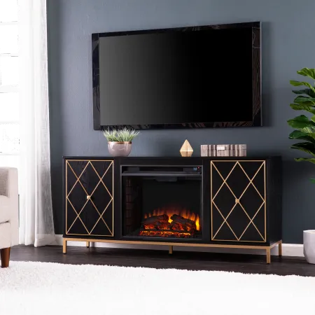 Marradi Black & Gold Electric Fireplace TV Stand