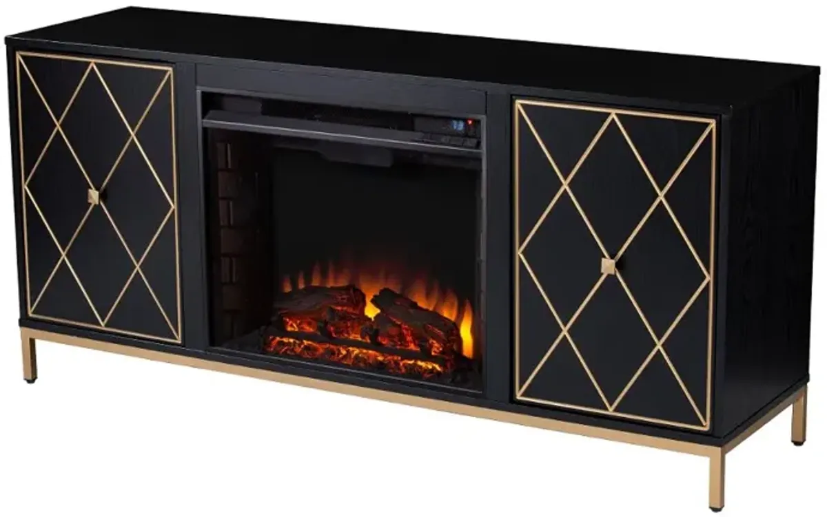Marradi Black and Gold Electric Fireplace TV Stand