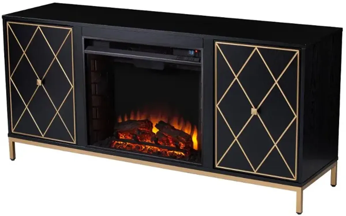 Marradi Black and Gold Electric Fireplace TV Stand
