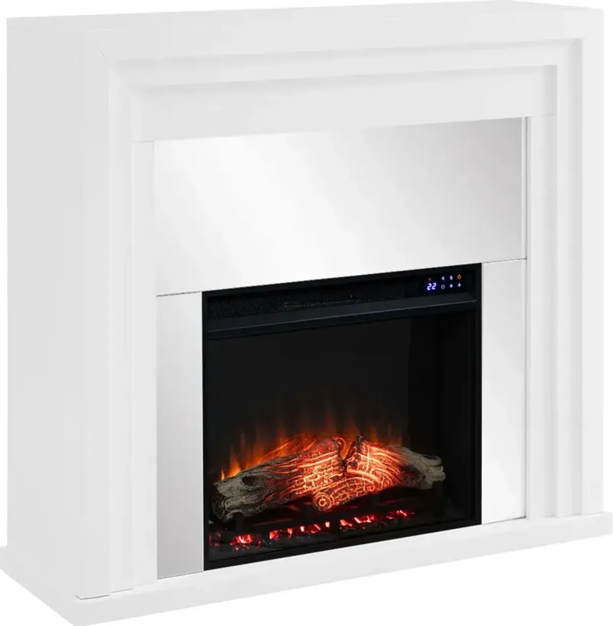 Stadderly White Mirrored Touch Screen Electric Fireplace