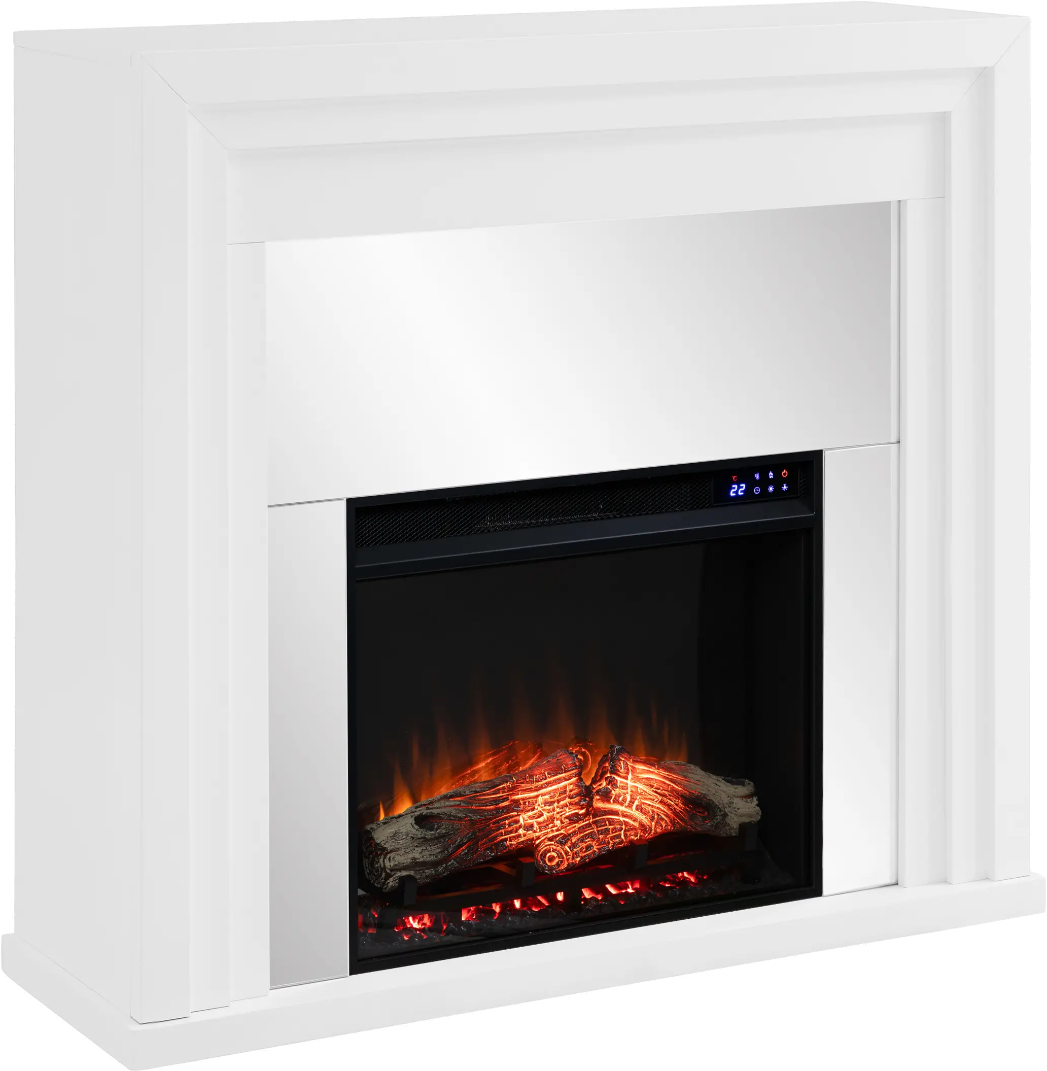 Stadderly White Mirrored Touch Screen Electric Fireplace