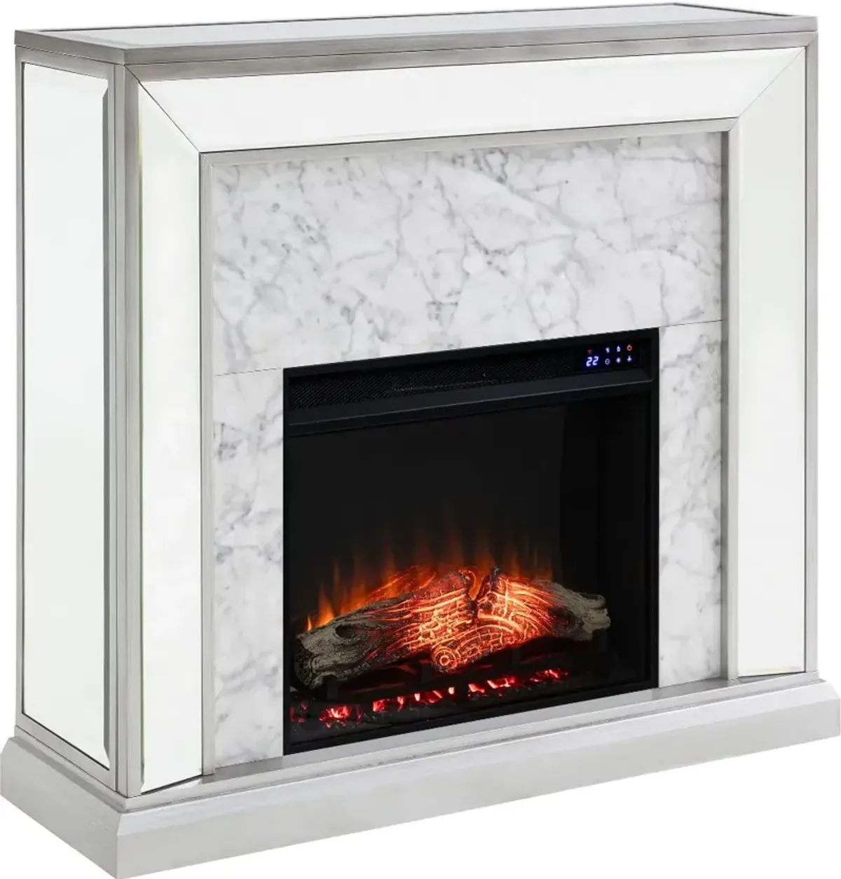 Trandling Silver Mirrored Touch Screen Electric Fireplace