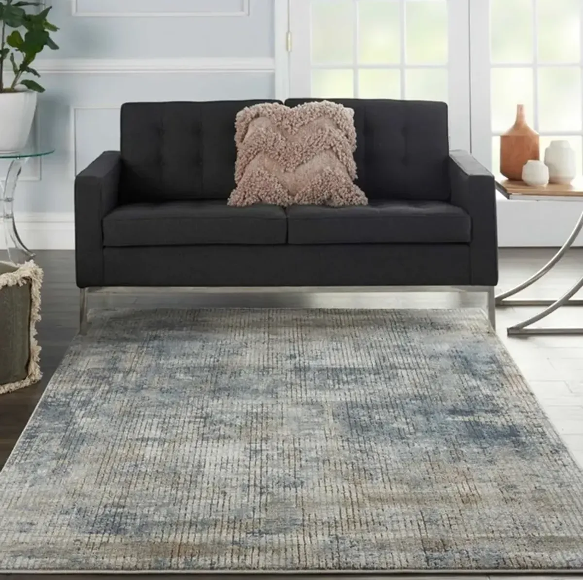 Quarry 9 x 12 Blue and Beige Area Rug