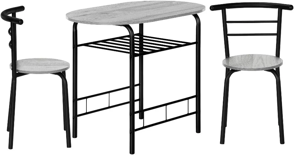 Avery Gray and Black 3 Piece Dining Set