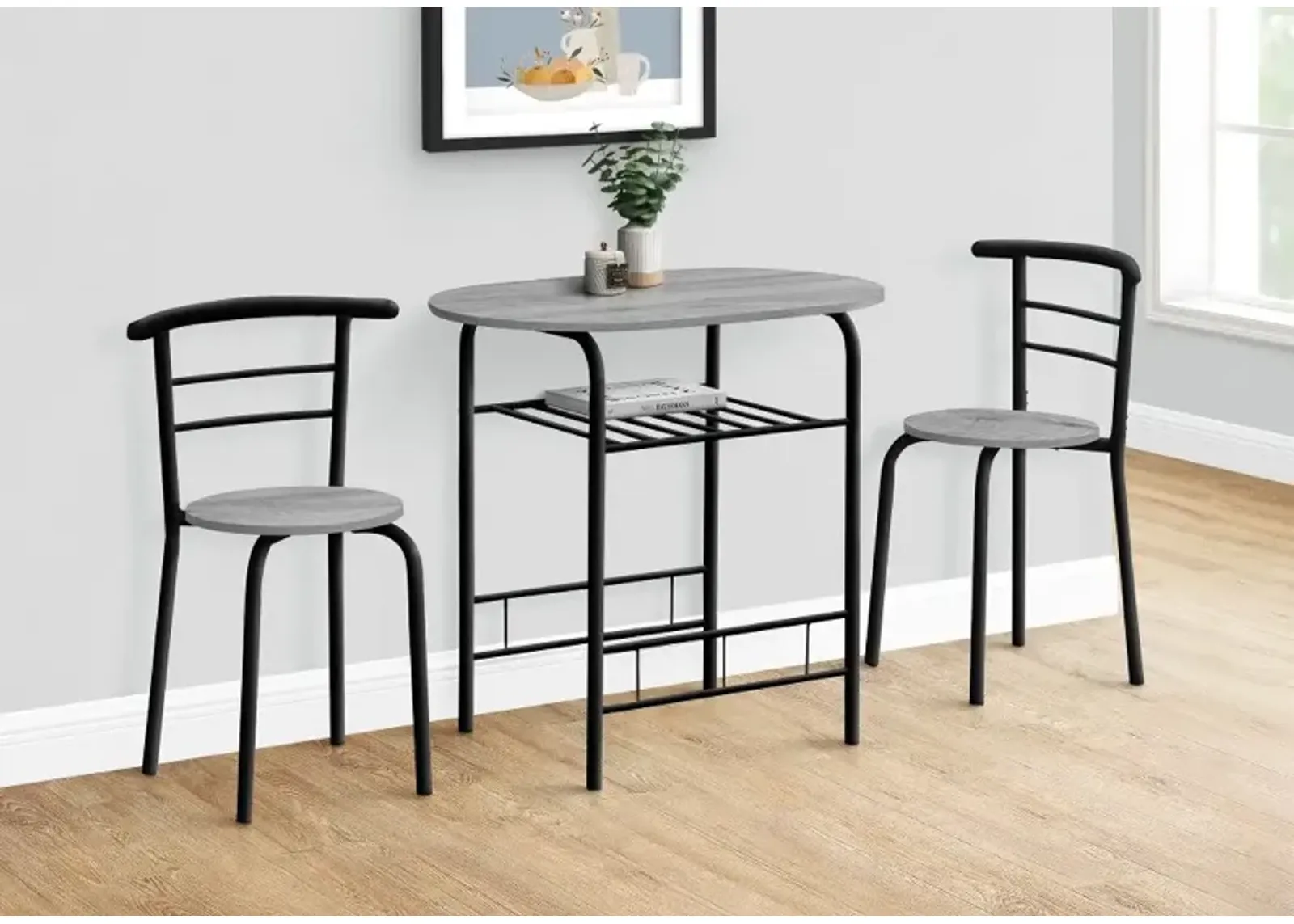 Avery Gray and Black 3 Piece Dining Set