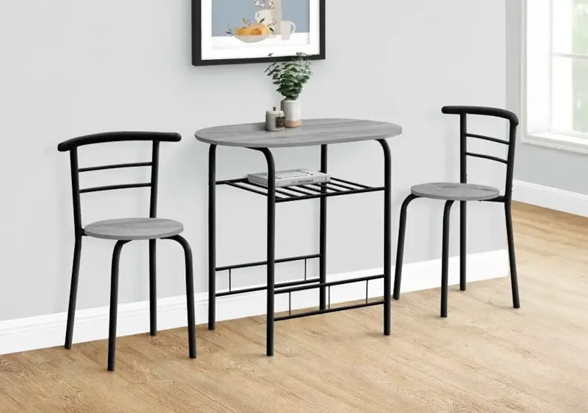 Avery Gray and Black 3 Piece Dining Set