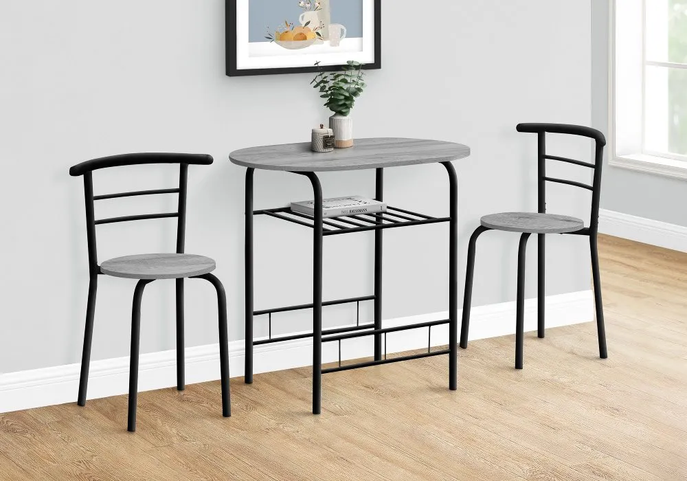 Avery Gray and Black 3 Piece Dining Set