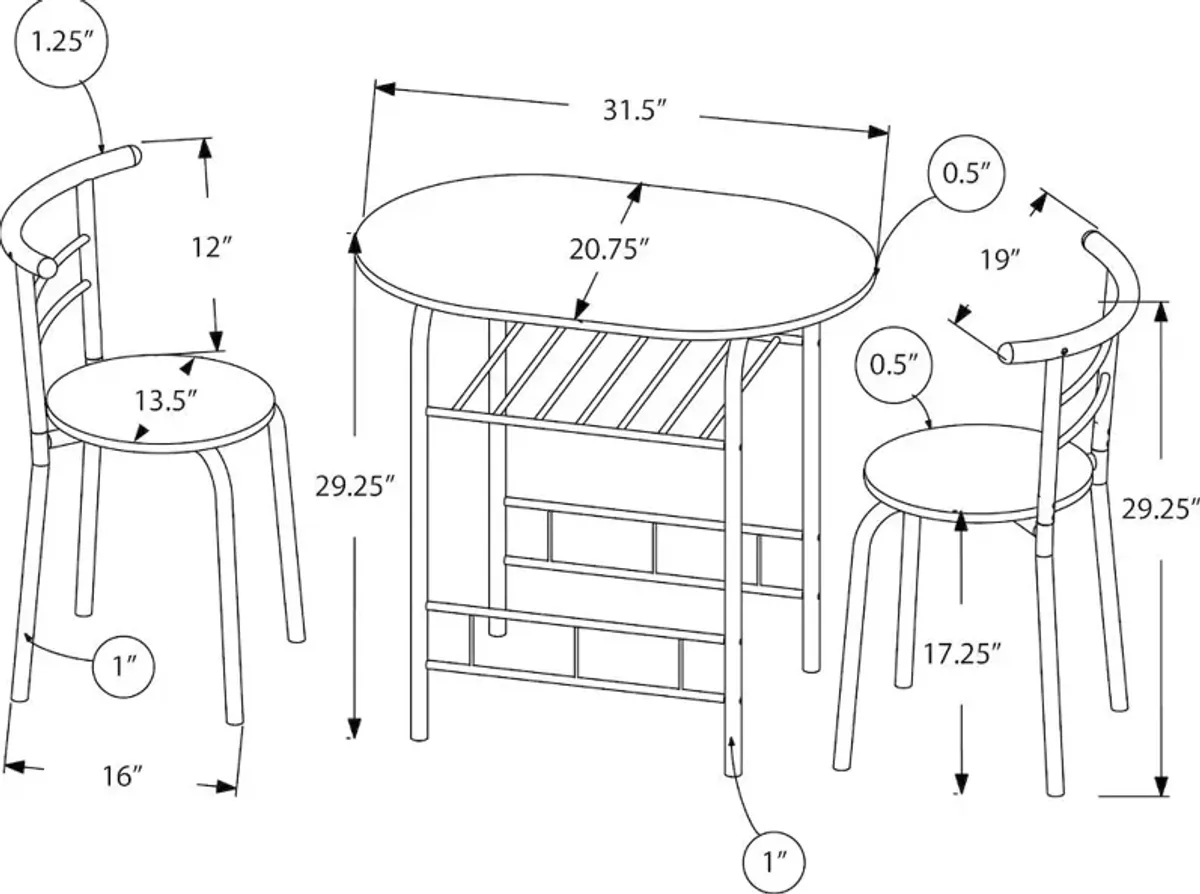 Avery Natural and White 3 Piece Dining Set