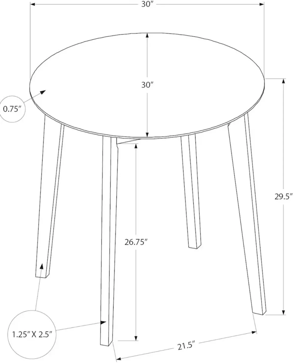 Marion White 30 Inch Round Dining Table