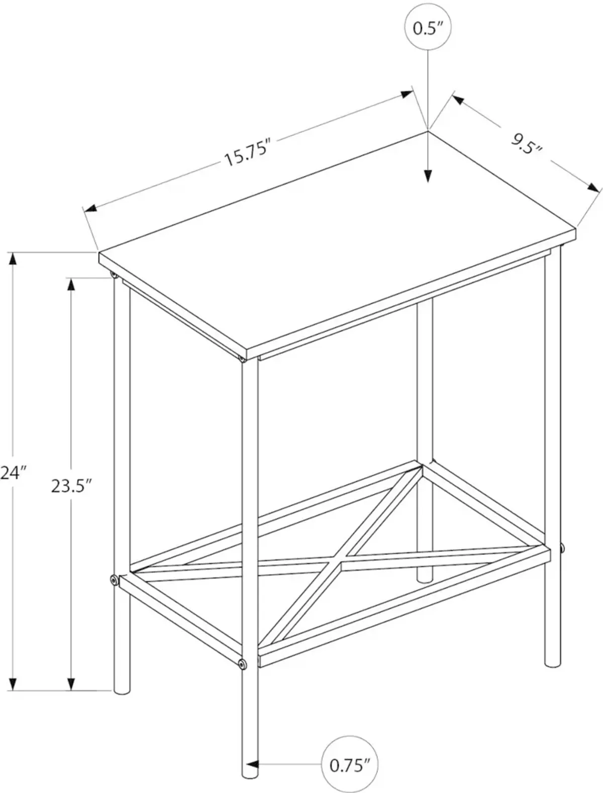 Ava Black Metal Accent Table