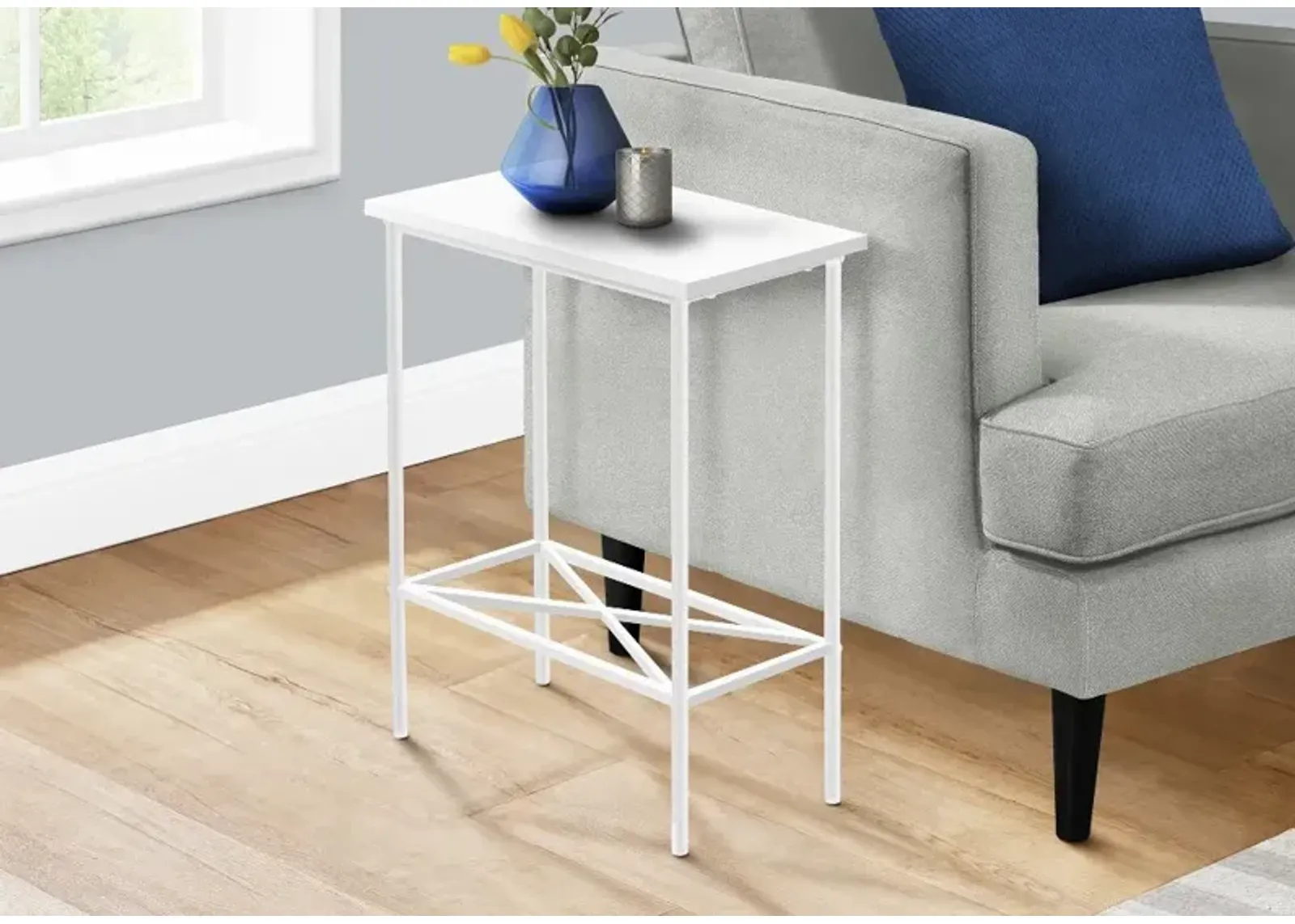 Ava White Metal Accent Table