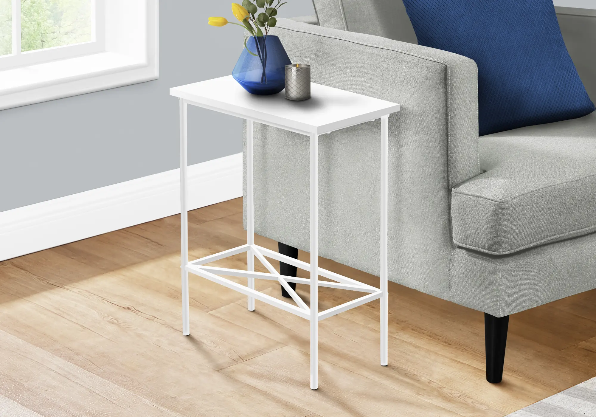 Ava White Metal Accent Table