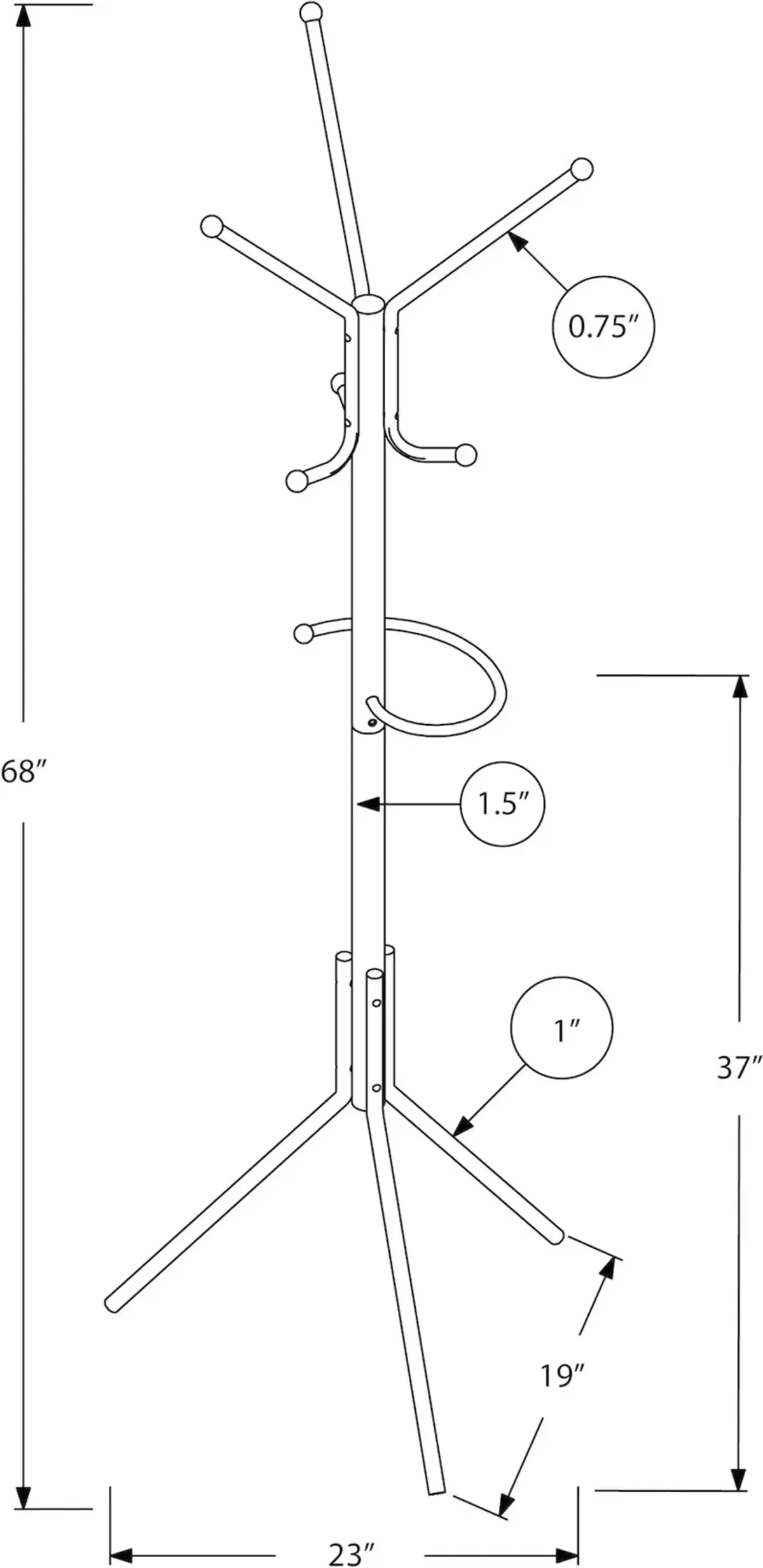 Reign White Metal Coat Rack Hall Tree