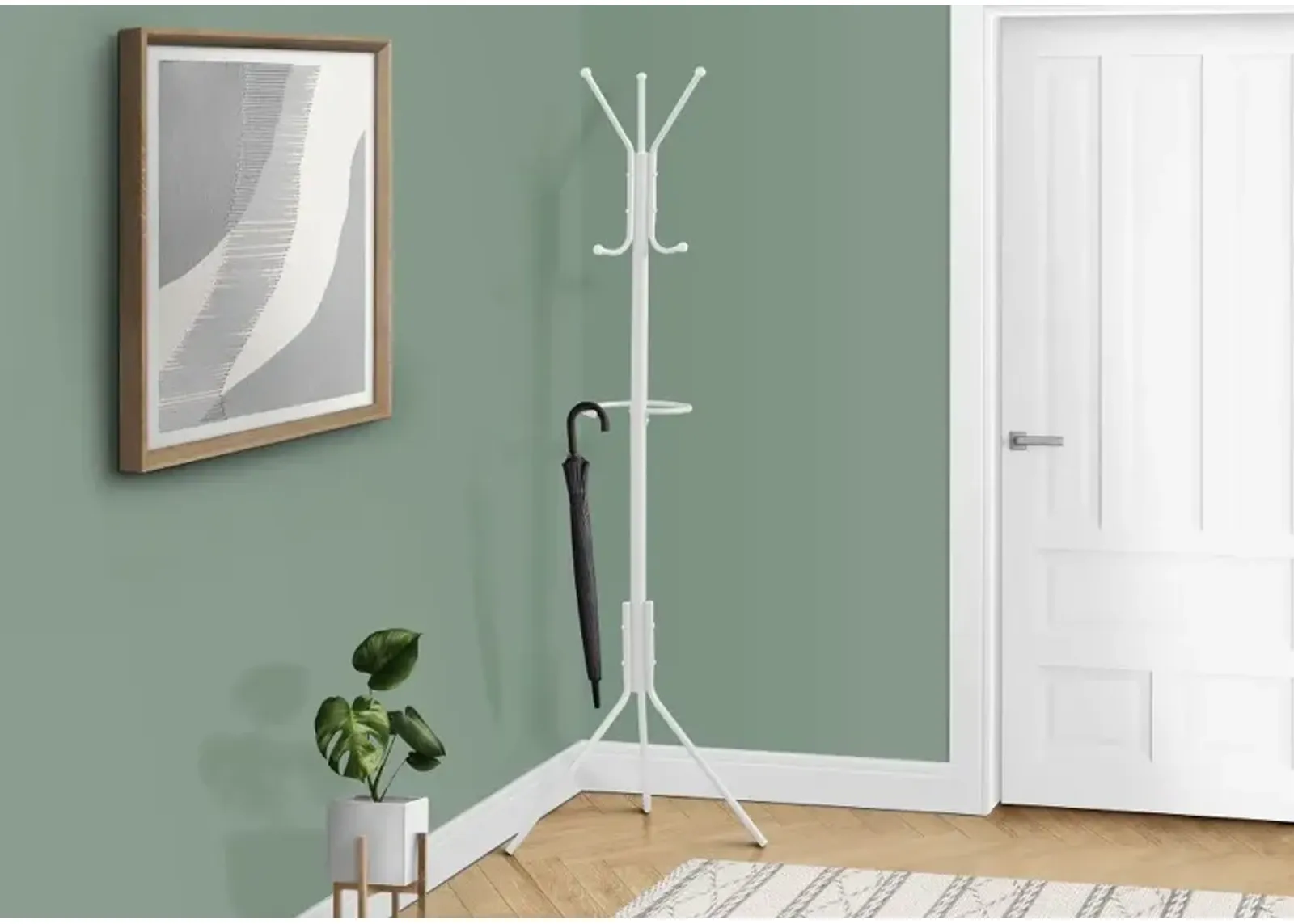 Reign White Metal Coat Rack Hall Tree