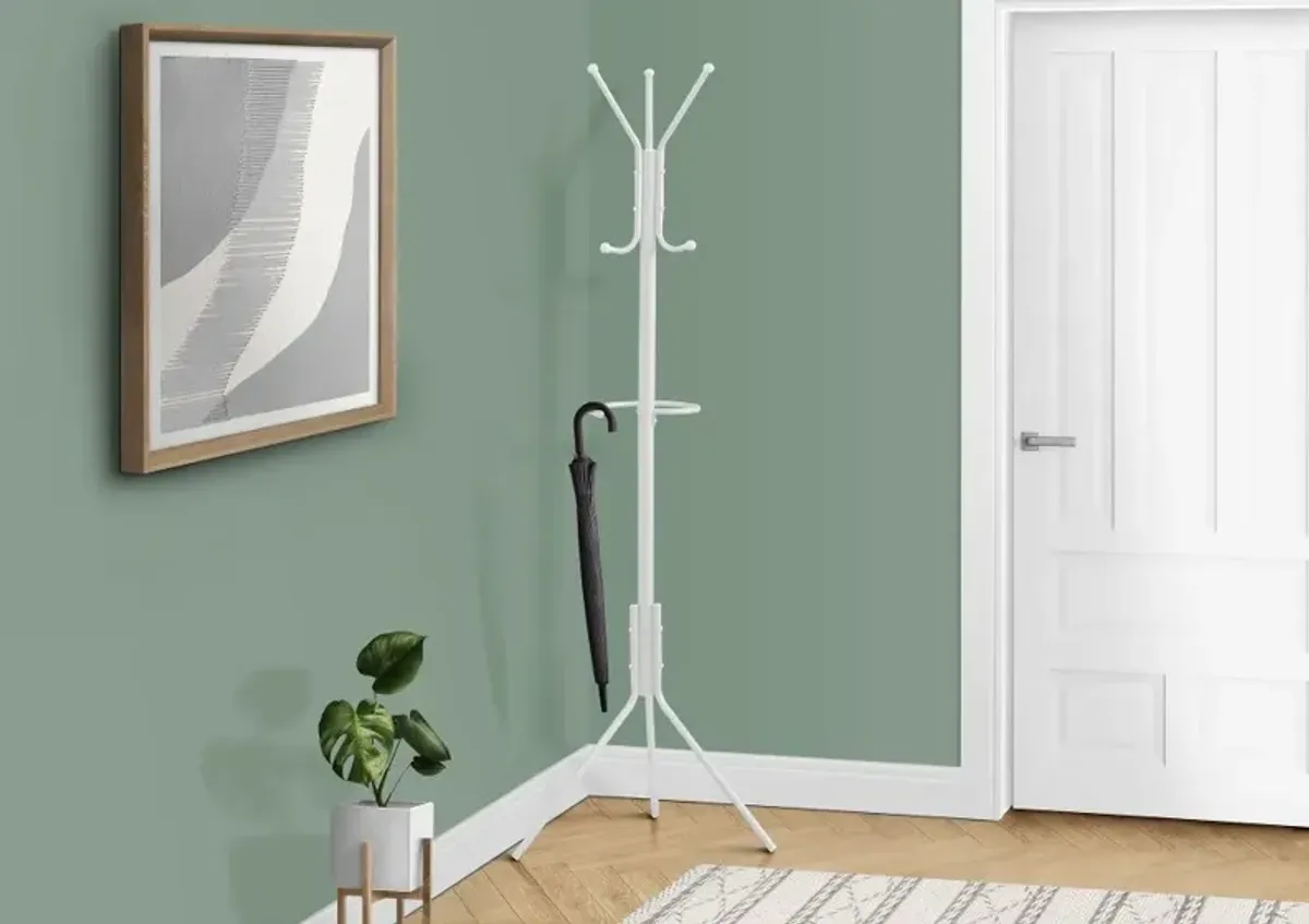 Reign White Metal Coat Rack Hall Tree