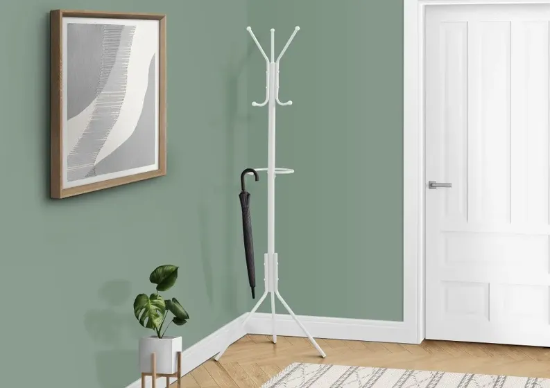 Reign White Metal Coat Rack Hall Tree