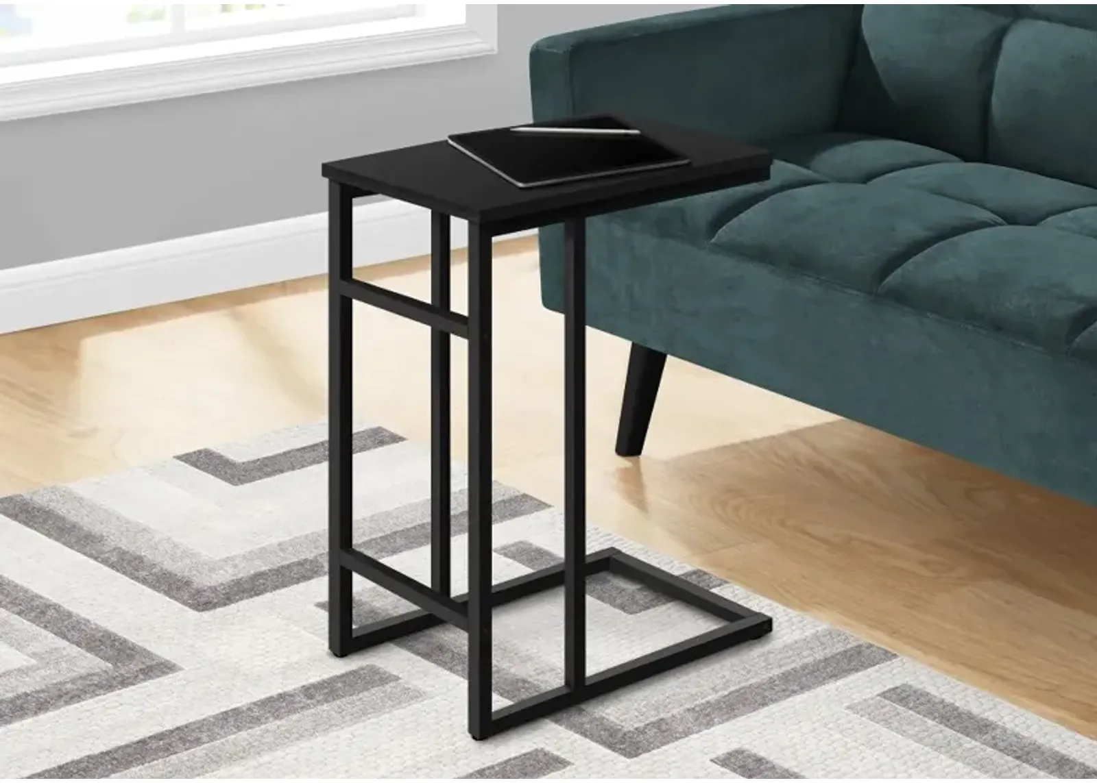 Samantha Black Metal C-Shaped Accent Table