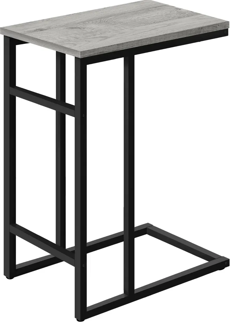 Samantha Gray and Black Metal C-Shaped Accent Table