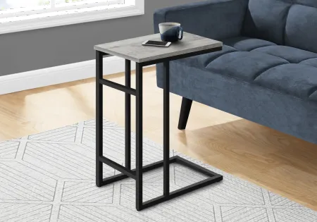 Samantha Gray and Black Metal C-Shaped Accent Table