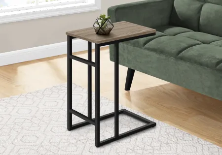 Samantha Taupe and Black Metal C-Shaped Accent Table