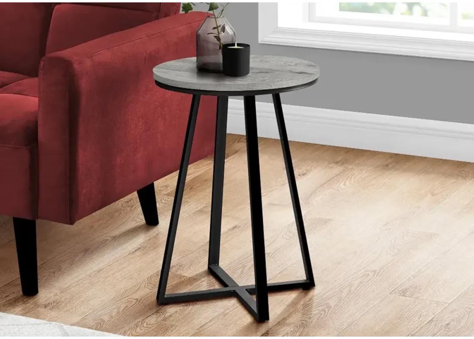 Elissa Gray and Black Round Side Table