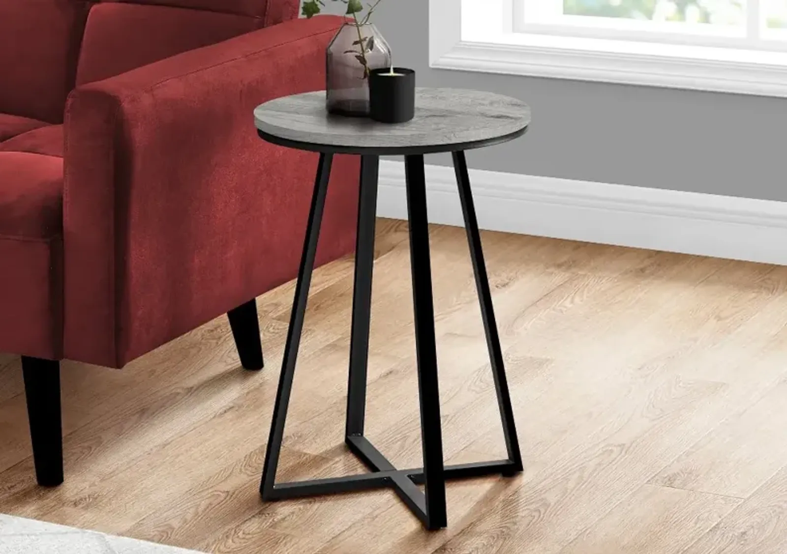 Elissa Gray and Black Round Side Table