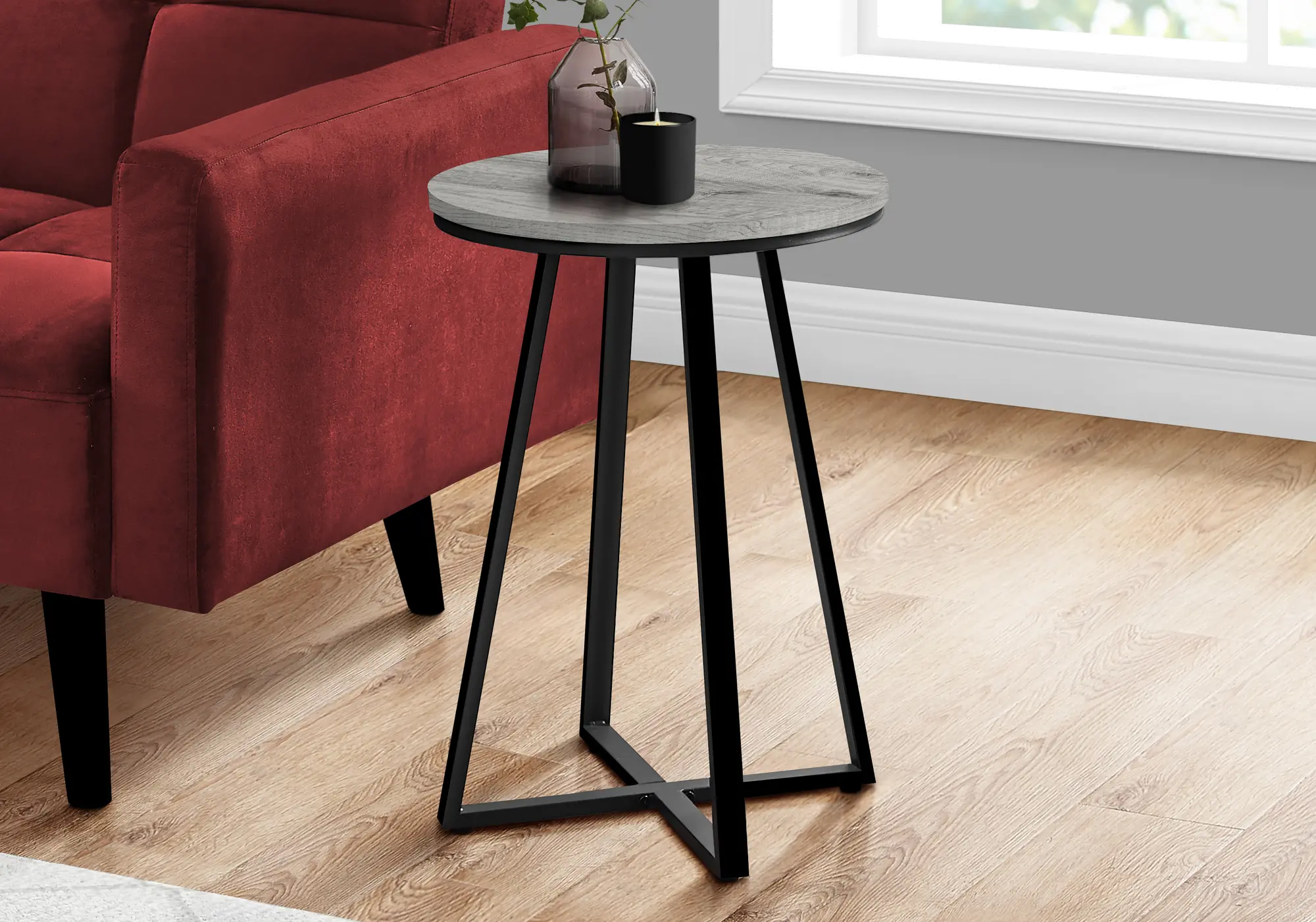 Elissa Gray and Black Round Side Table