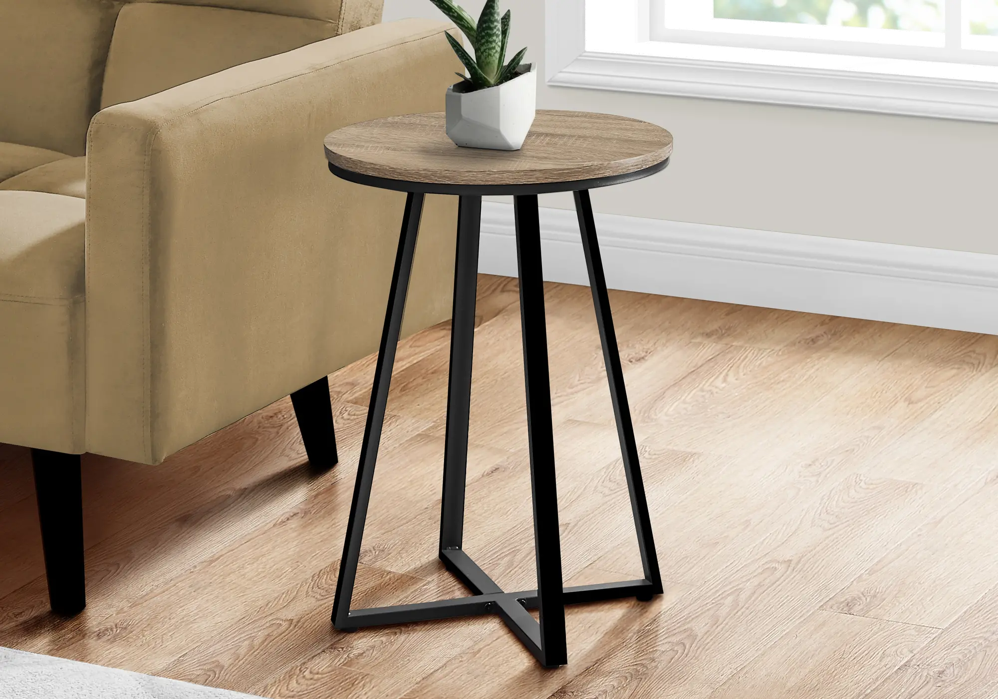 Elissa Dark Taupe and Black Round Side Table