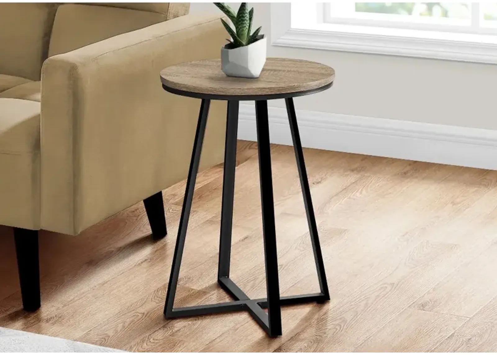 Elissa Dark Taupe and Black Round Side Table