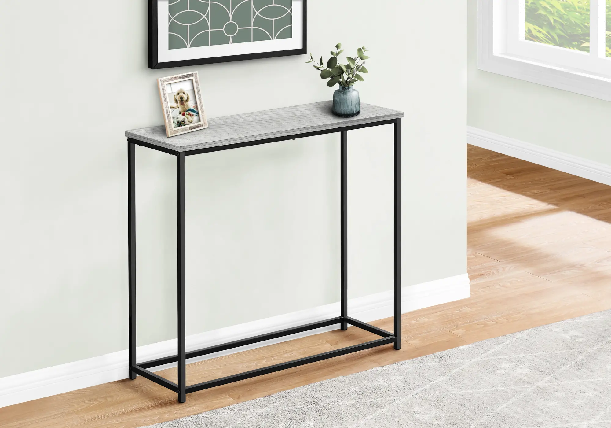 Blaine Gray and Black Narrow Console Table