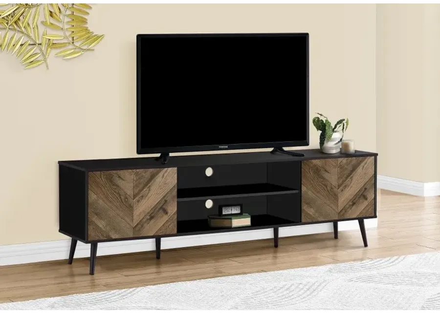 Heather Dark Brown and Black 72" TV Stand