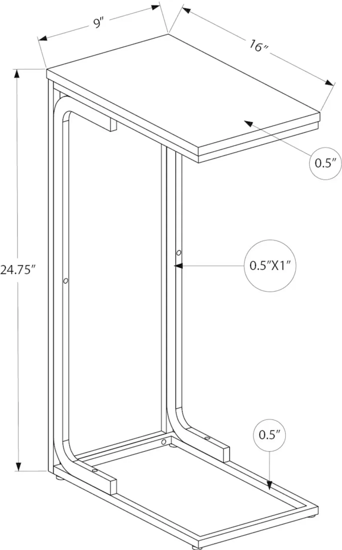 Aria Black Contemporary Accent Table