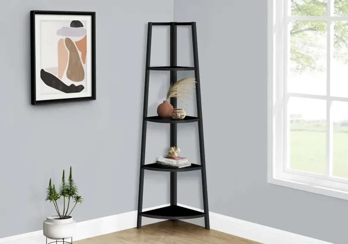 Connor 60-Inch Black Corner Bookshelf