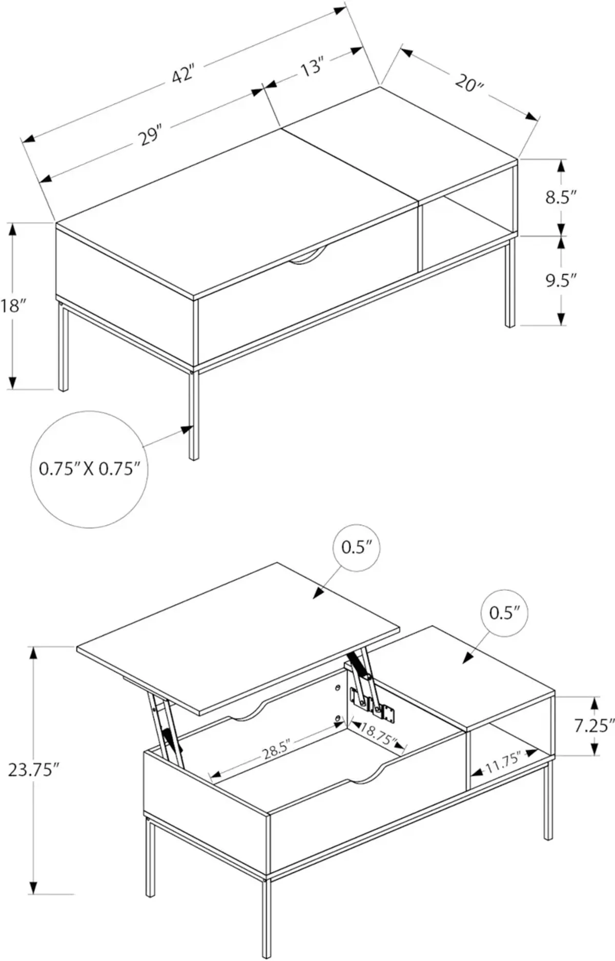 Landon Gray Lift-Top Coffee Table