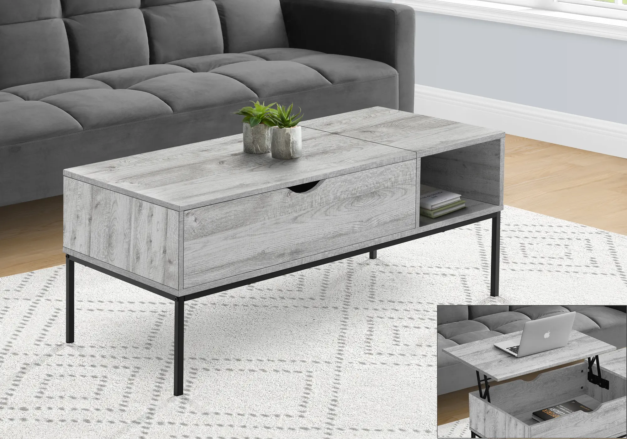 Landon Gray Lift-Top Coffee Table