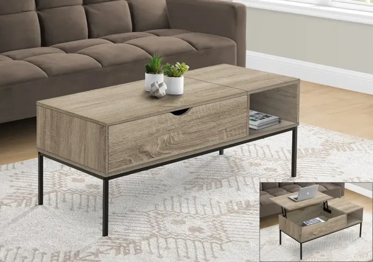 Landon Taupe Lift-Top Coffee Table