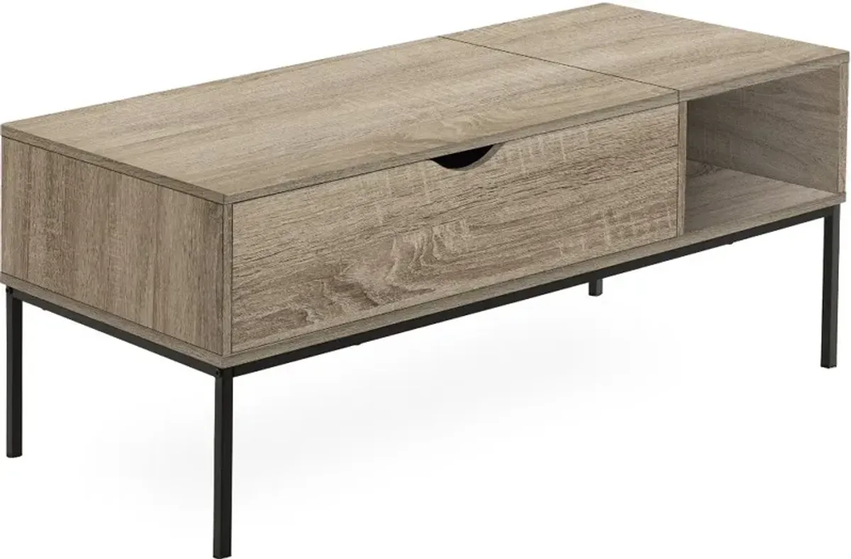 Landon Taupe Lift-Top Coffee Table