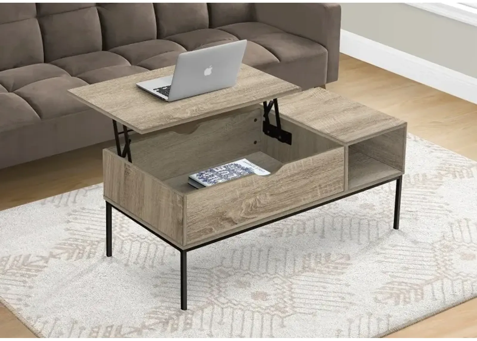 Landon Taupe Lift-Top Coffee Table