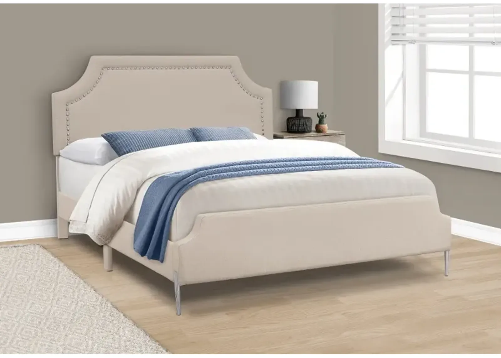 Liza Beige Queen Upholstered Bed