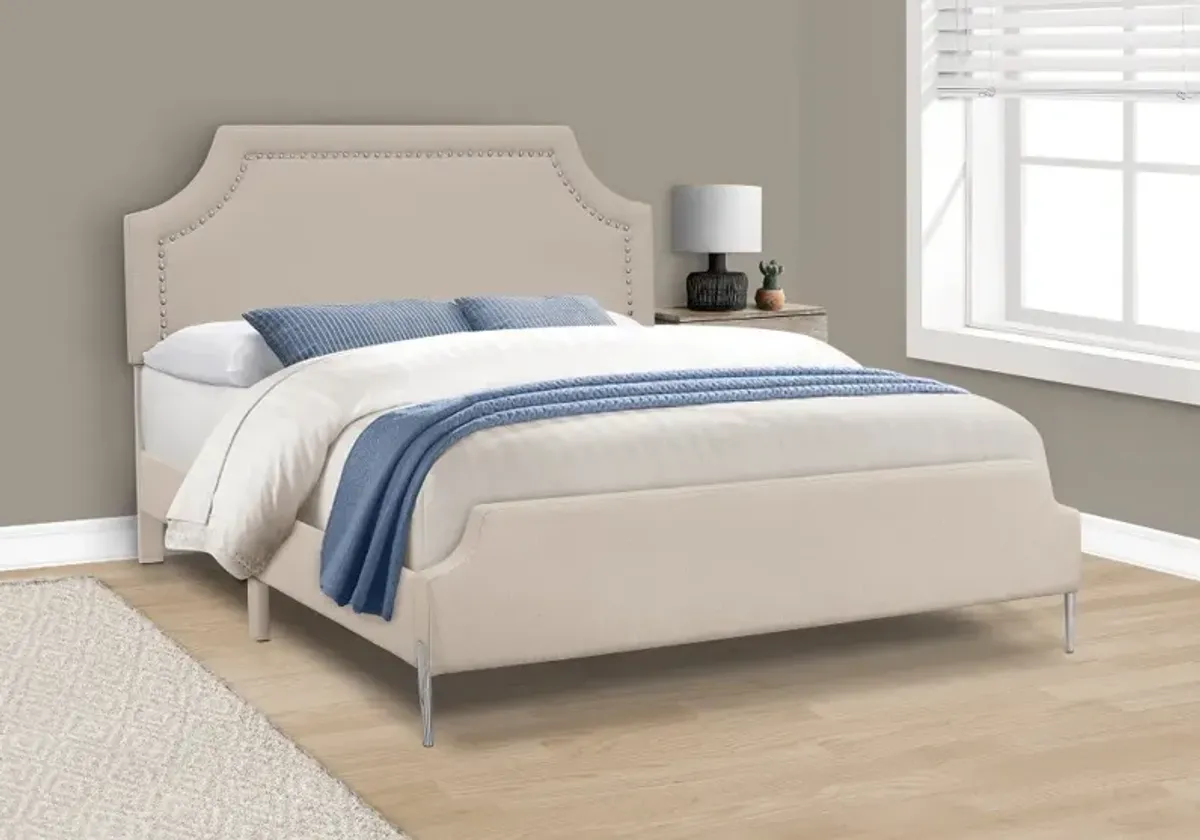 Liza Beige Queen Upholstered Bed