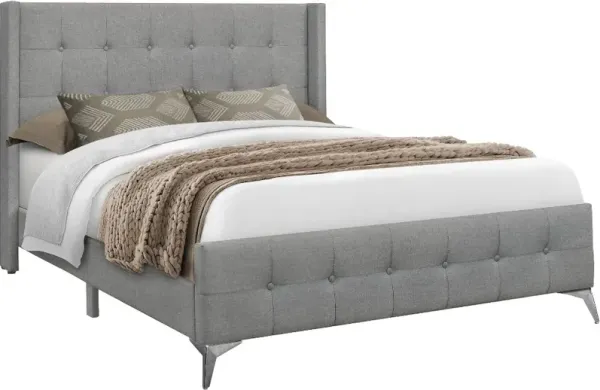 Chadley Gray Linen Upholstered Queen Bed