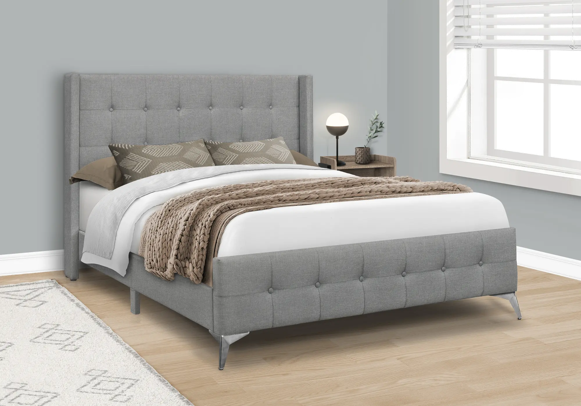 Chadley Gray Queen Upholstered Bed