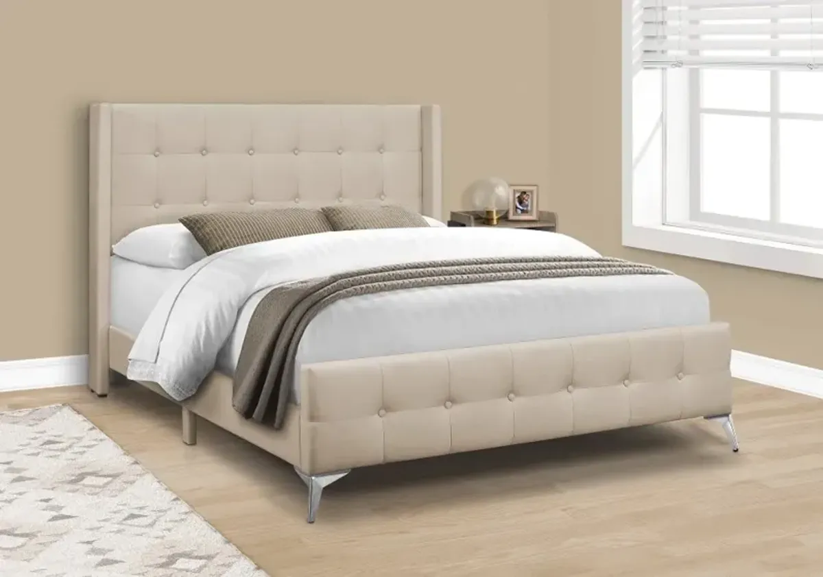 Chadley Beige Linen Upholstered Queen Bed