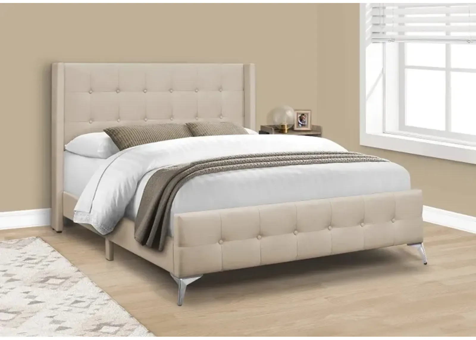 Chadley Beige Queen Upholstered Bed