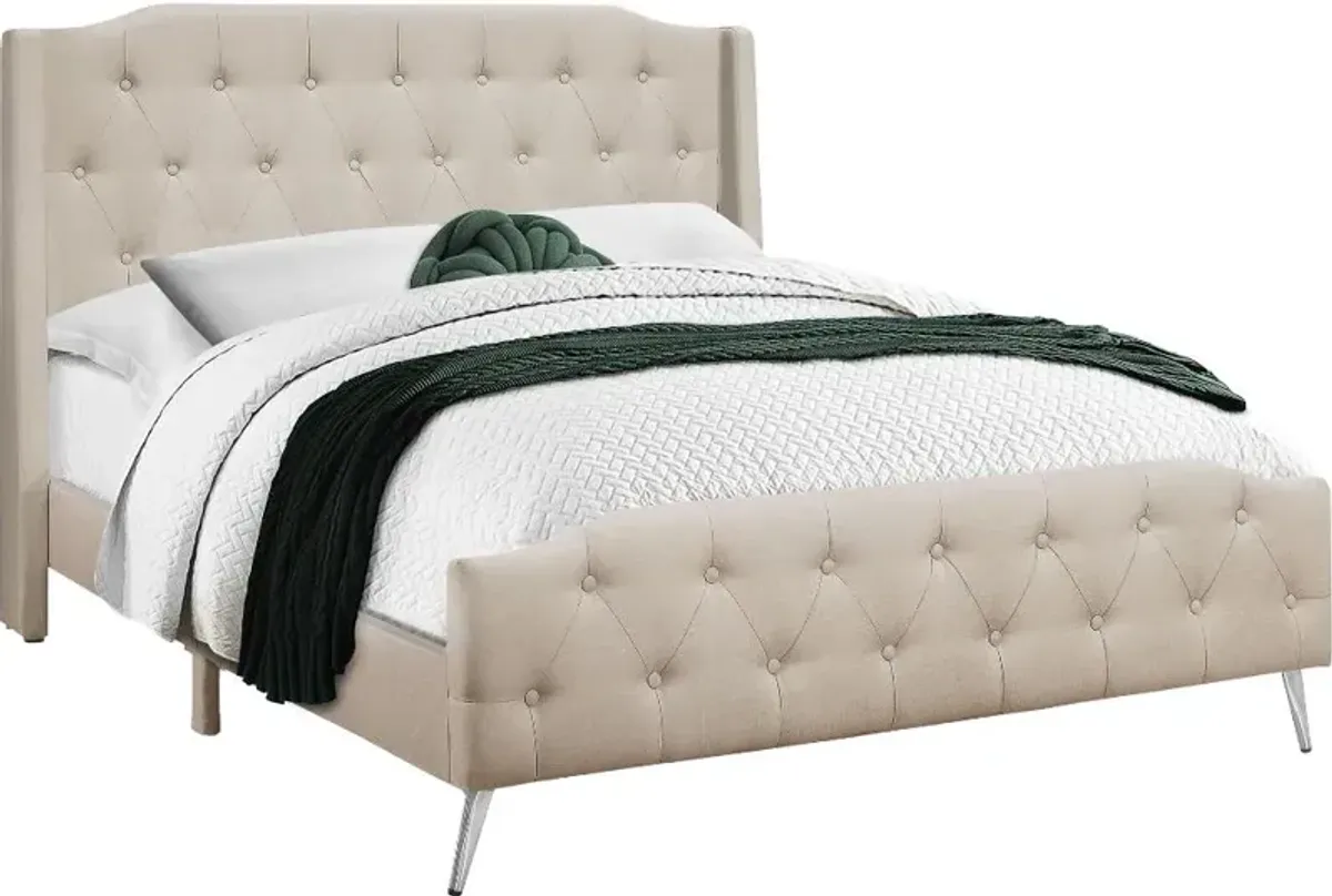 Grace Beige Queen Upholstered Bed