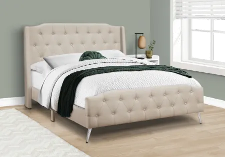 Grace Beige Queen Upholstered Bed