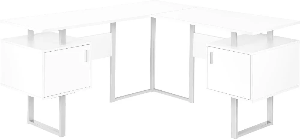 Billie White 58-Inch Modern Corner Office Desk