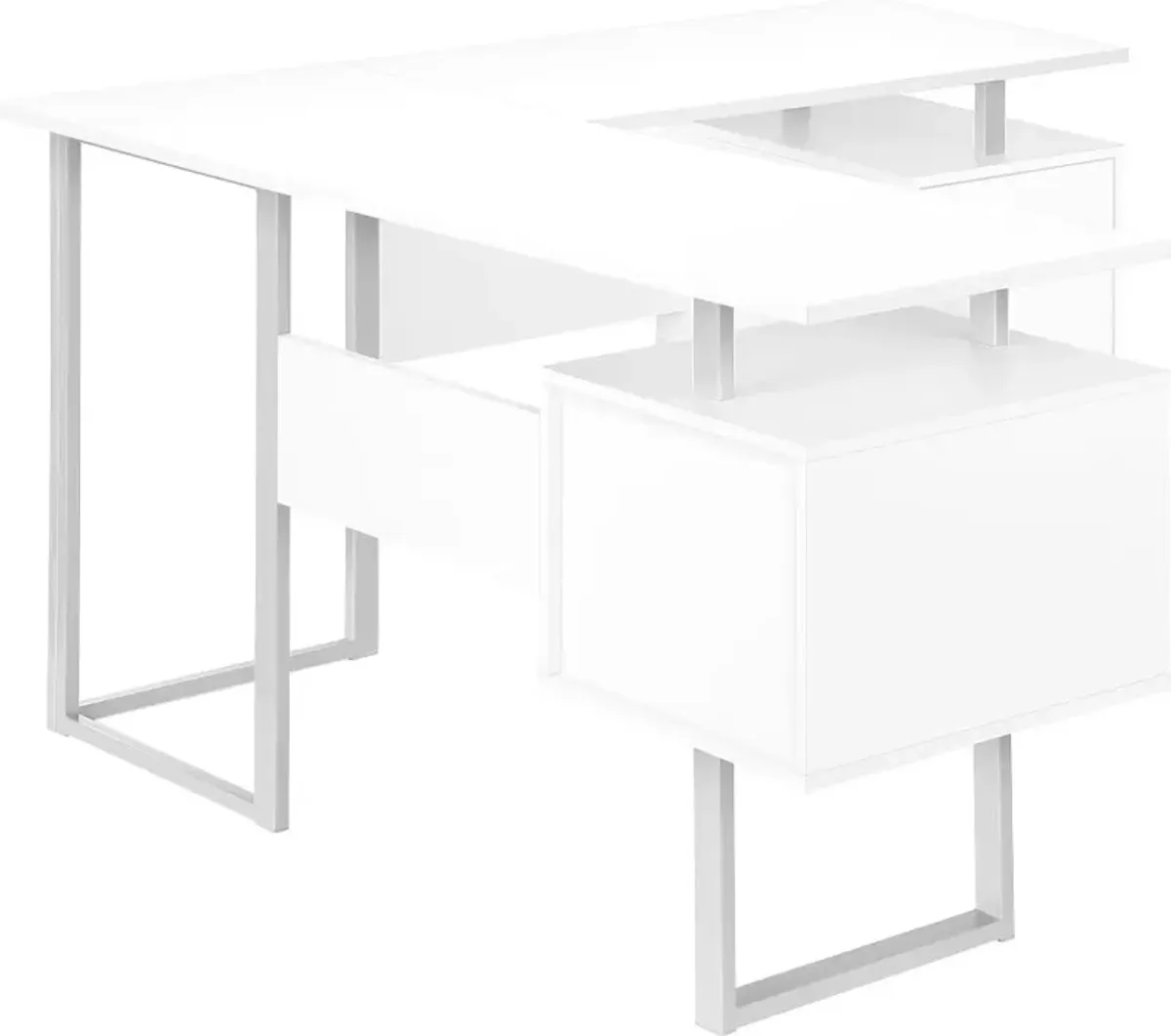 Billie White 58-Inch Modern Corner Office Desk