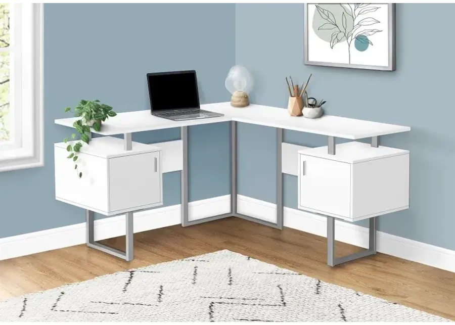 Billie White 58-Inch Modern Corner Office Desk