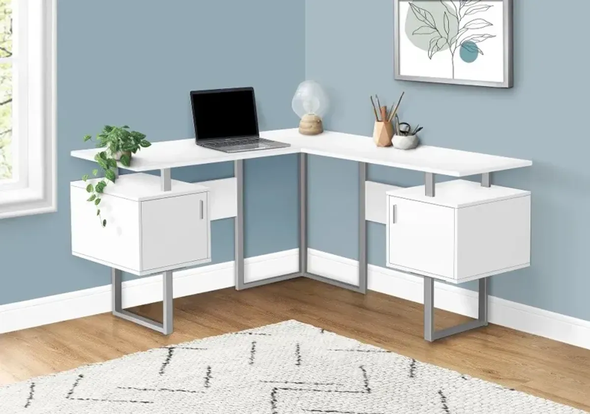 Billie White 58-Inch Modern Corner Office Desk